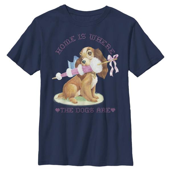 Disney Classics - La Belle et le Clochard - Lady Home Dog - Enfant T-shirt - Bleu marine - Devant