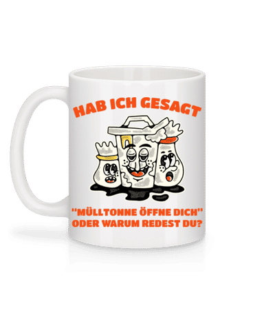 Mülltonne Öffne Dich - Tasse - Weiß - Hinten
