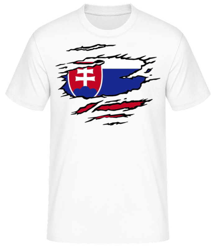 Preview: Torn Flag Of Slovakia - Men's Basic T-Shirt - White - Front