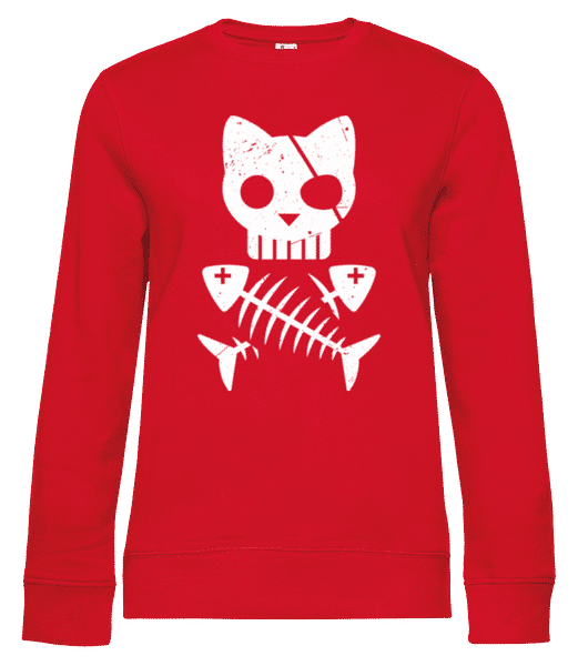 Aperçu: Squelette pirate de chats - Sweat-shirt standard pour femme - Rouge - Devant