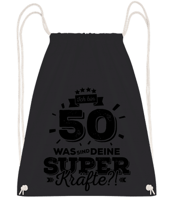 Ich Bin 50 - Superkräfte - Turnbeutel - Schwarz - Vorn