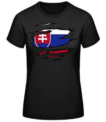 Roztrhaná Vlajka Slovenska - Dámské basic tričko - Černá - Napřed