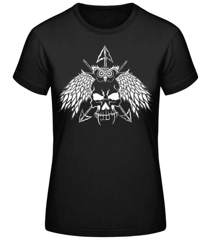 Preview: Owl Skull Tattoo White - Women's B&C T-Shirt - Black - Front