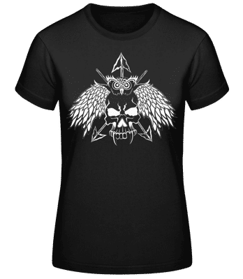 Owl Skull Tattoo White - Women's B&C T-Shirt - Black - Front