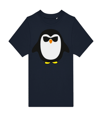 Cooler Pinguin Schwarze Brille - Kinder T-Shirt B&C - Marine - Vorne