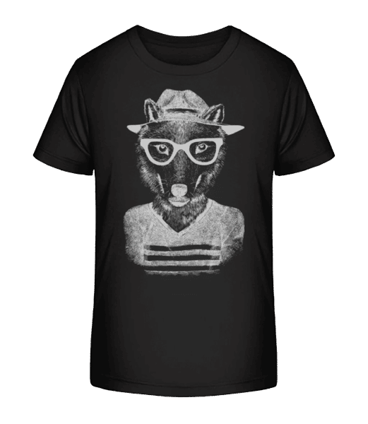 Vorschau: Hipster Fuchs - Kinder Bio T-Shirt Stanley Stella 2.0 - Schwarz - Vorne