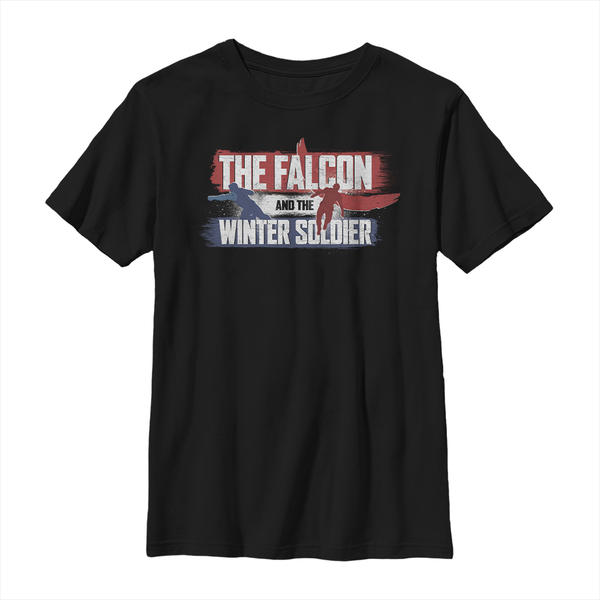 Aperçu: Marvel - Falcon et le soldat de l'hiver - Photo de groupe Spray Paint - Enfant T-shirt - Noir - Devant