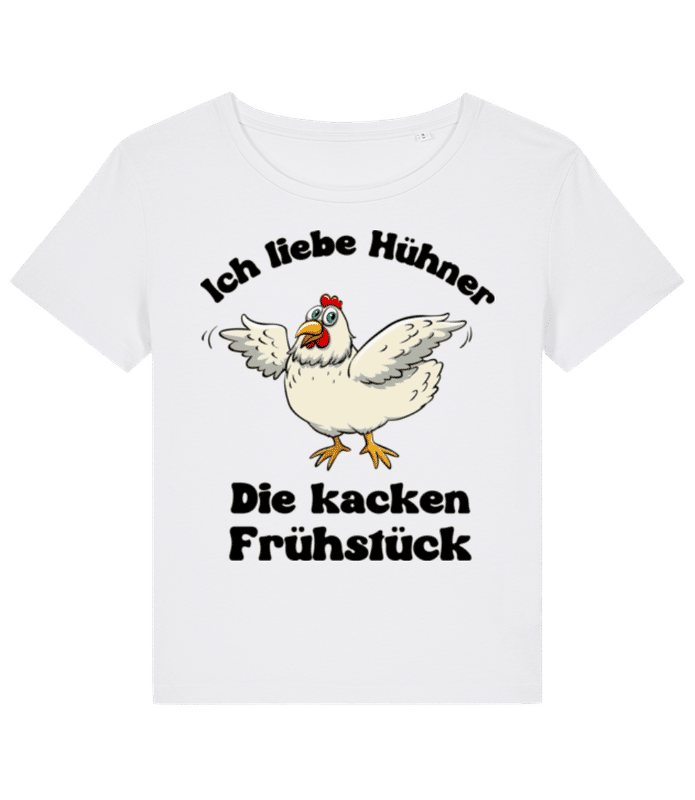 Vorschau: Hühner kacken Frühstück - Frauen Bio T-Shirt Stanley Stella 2.0 - Weiß - Vorne