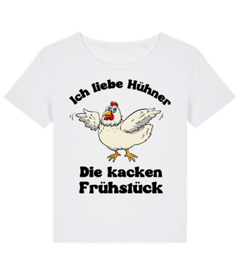 Hühner kacken Frühstück - Frauen Bio T-Shirt Stanley Stella 2.0 - Weiß - Vorne