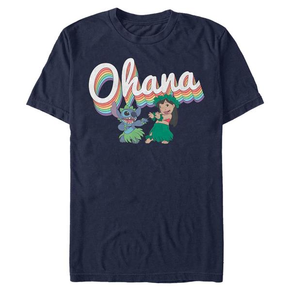 Preview: Disney Classics - Lilo & Stitch - Lilo & Stitch Rainbow Ohana - Men's T-Shirt - Navy - Front
