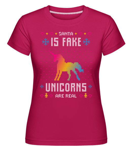 Preview: Santa Is Fake Unicorns Are Real -  Shirtinator Women's T-Shirt - Magenta - Front