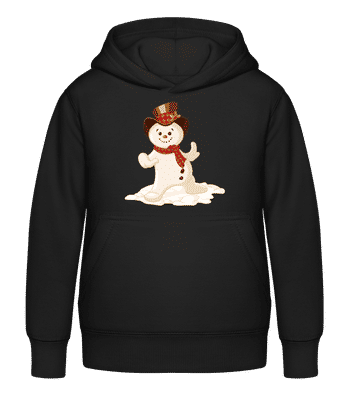 Schneemann mit Hut - Kinder Hoodie - Schwarz - Vorne