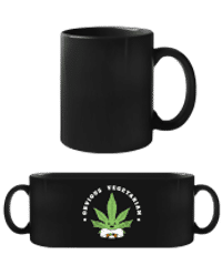 Obvious Vegetarian Weed - Black Mug - Black - Front