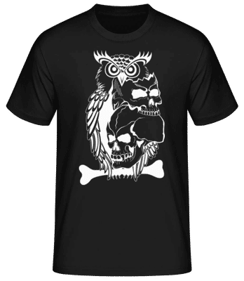 Owls Skulls Tattoo - Men's Basic T-Shirt - Black - Front