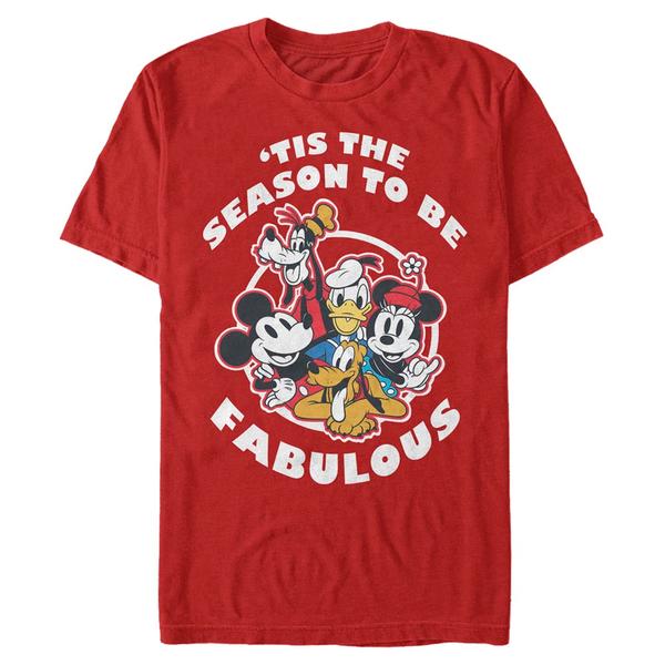 Aperçu: Disney Classics - Mickey Mouse - Skupina Fabulous Holiday - Christmas - Homme T-shirt - Rouge - Devant