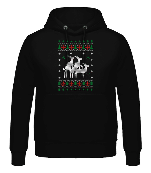 Aperçu: Trois Cerfs - Sweat à capuche Homme - Noir - Devant