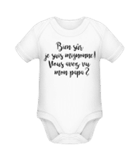Bien Sur Je Sûr Mignonne! Papa - Body manches courtes bio - Blanc - Devant