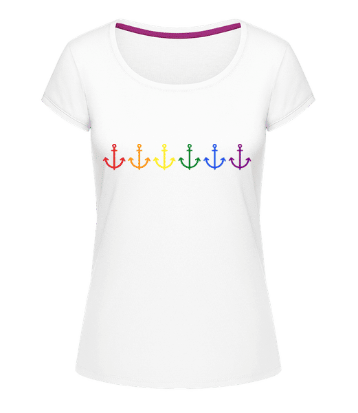 Ancre LGBTQ - T-shirt col en U Femme - Blanc - Devant