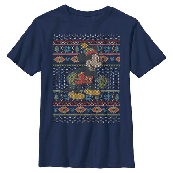 Aperçu: Disney Classics - Mickey Mouse - Mickey Mouse Vtg Mickey Sweater - Christmas - Enfant T-shirt - Bleu marine - Devant