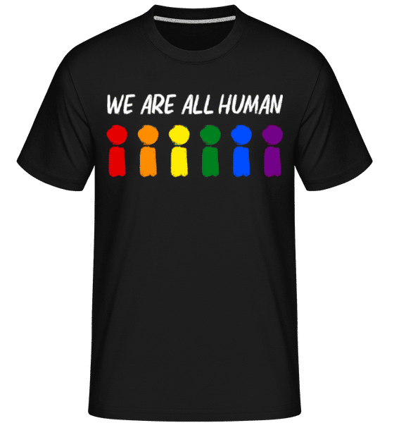 Aperçu: We Are All Human -  T-Shirt Shirtinator homme - Noir - Devant