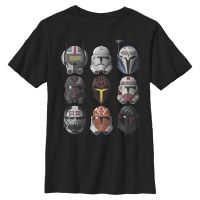 Star Wars - Klonové války - Skupina Clone Helmets - Dětské Tričko - Černá - Napřed