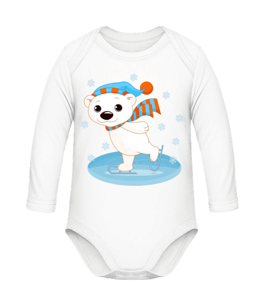 Ours Sur La Glace - Body coton bio manches longues Bébé - Blanc - Devant