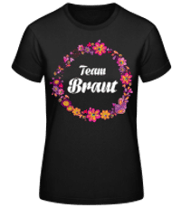 JGA Team Braut Blumenkranz - Frauen Basic T-Shirt - Schwarz - Vorne