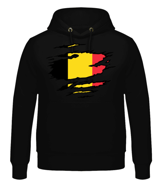 Aperçu: Belgique du drapeau mûré - Sweat à capuche Homme - Noir - Devant