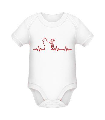 Heartbeat Cat - Bio body pre deti - Biela - Predné