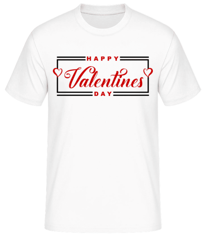 Náhled: Happy Valentines Day 3 - Pánské basic tričko - Bílá - Napřed