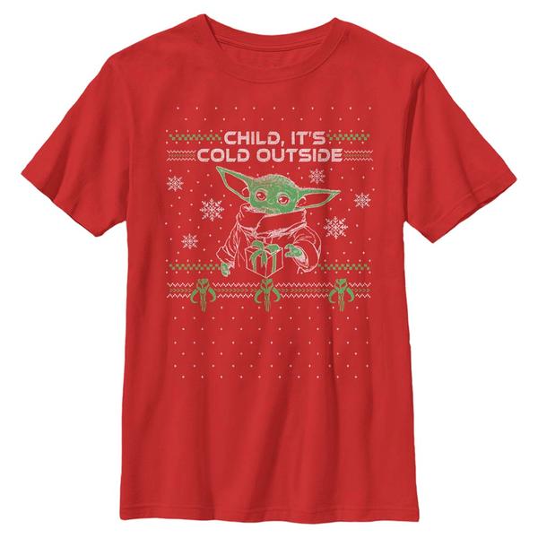 Star Wars - The Mandalorian - The Child Child Outside - Christmas - Enfant T-shirt - Rouge - Devant