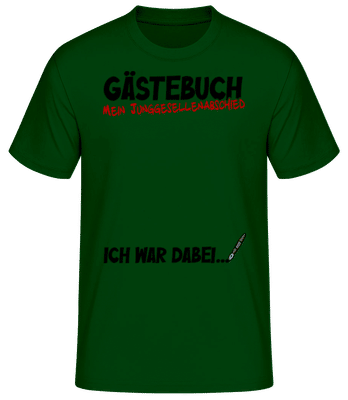 Junggesellenabschied JGA Gästebuch - Männer Basic T-Shirt - Flaschengrün - Vorne