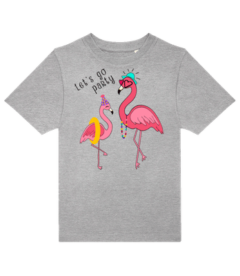 Party Flamingos - Kinder T-Shirt B&C - Grau meliert - Vorne