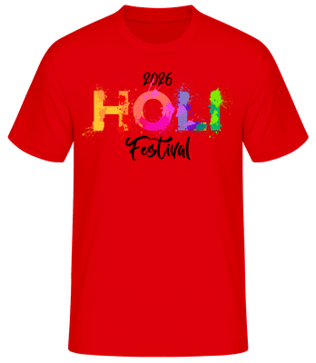 Holi Festival 2026 - Men's Basic T-Shirt - Red - Front