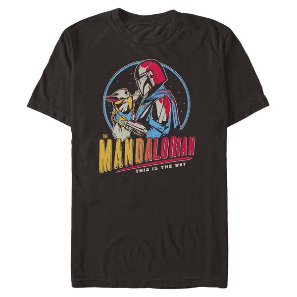 Preview: Star Wars - The Mandalorian - Mandalorian & the Child Dark Rainbow - Men's T-Shirt - Black - Front