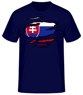 Roztrhaná Vlajka Slovenska - Pánske basic tričko - Namornícka modrá - Predné