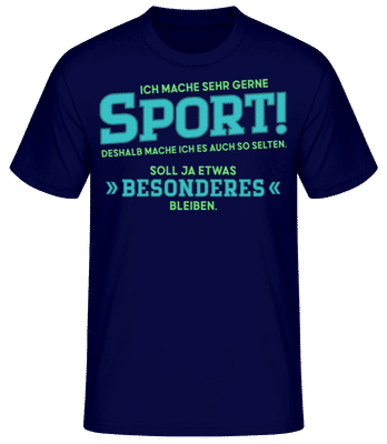 Ich Mache Sehr Gerne Sport - Männer Basic T-Shirt - Marine - Vorne