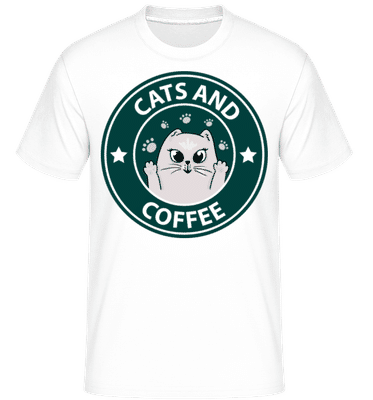 Cats And Coffee - T-Shirt Shirtinator homme - Blanc - Devant