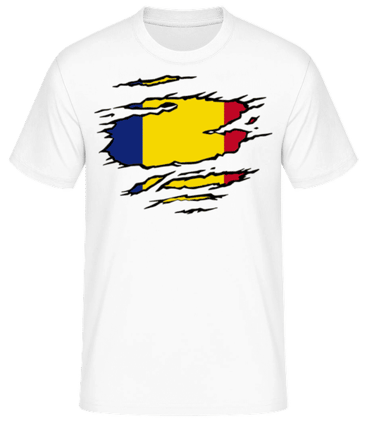 Aperçu: Drapeau Déchiré De Roumanie - T-shirt standard Homme - Blanc - Devant