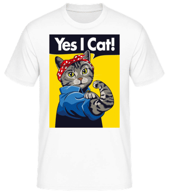 Yes I Cat - Men's Basic T-Shirt - White - Front