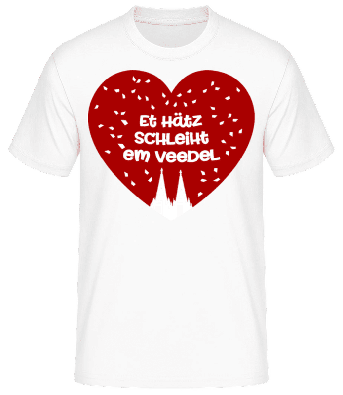 Vorschau: Et Hätz Schleiht Em Veedel - Männer Basic T-Shirt - Weiß - Vorne