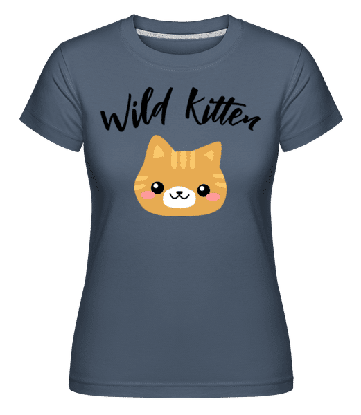 Aperçu: Wild Kitten -  T-shirt Shirtinator femme - Bleu denim - Devant