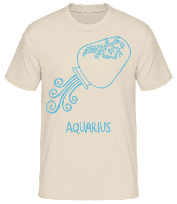 Scribble Style Zodiac Sign Aquarius - Men's Basic T-Shirt - Cream - Front