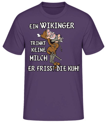 Wikinger Fressen Die Kuh - Männer T-Shirt B&C - Lila - Vorne