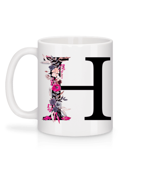 Aperçu: Fleurs Initiale H - Mug en céramique blanc - Blanc - Derrière