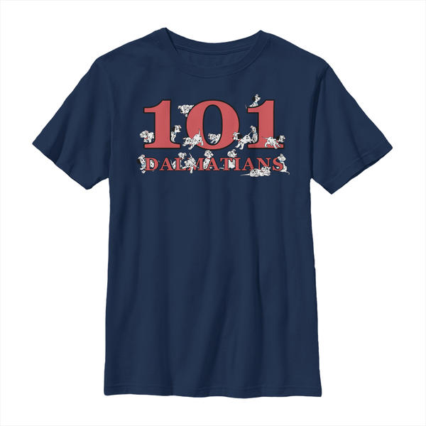 Aperçu: Disney Classics - Les 101 Dalmatiens - Logo Pups - Enfant T-shirt - Bleu marine - Devant