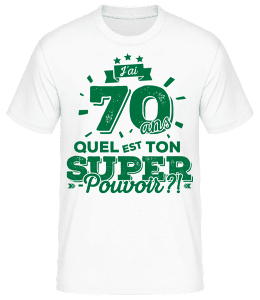 Aperçu: 70 Ans Super Pouvoir - T-shirt standard Homme - Blanc - Devant