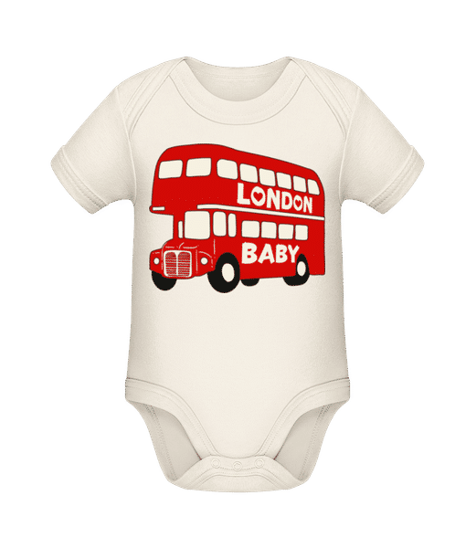 Preview: London City Transport Red Bus Baby - Organic Baby Body - Cream - Front