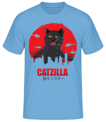 Catzilla - Männer Basic T-Shirt - Hellblau - Vorne