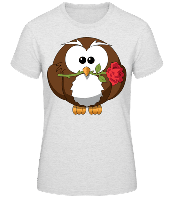 Valentinstag Eule - Frauen T-Shirt B&C - Grau meliert - Vorne